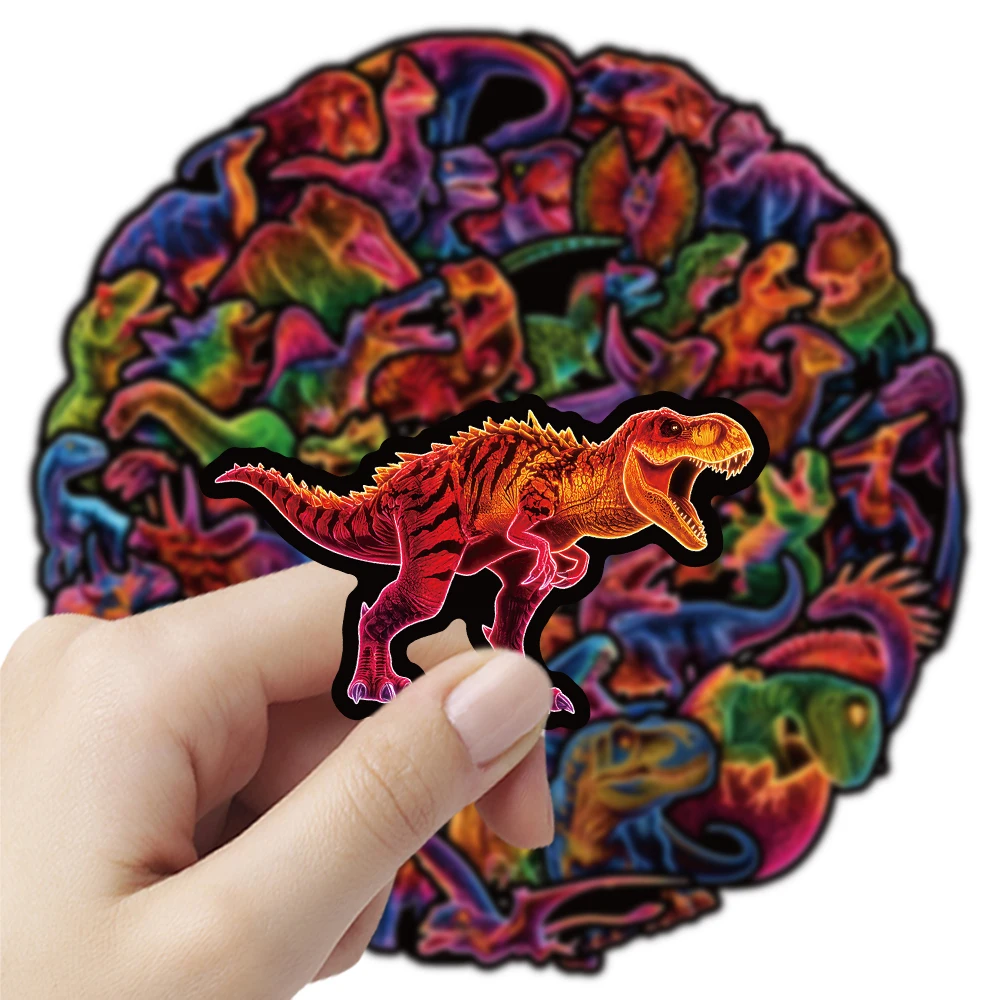 50 Stück Neon-Style Dinosaurier Graffiti Aufkleber Niedliche Dinosaurier Cartoon-Sticker DIY Gepäck Handy Gitarre Scrapbook Wasserfeste Aufkleber