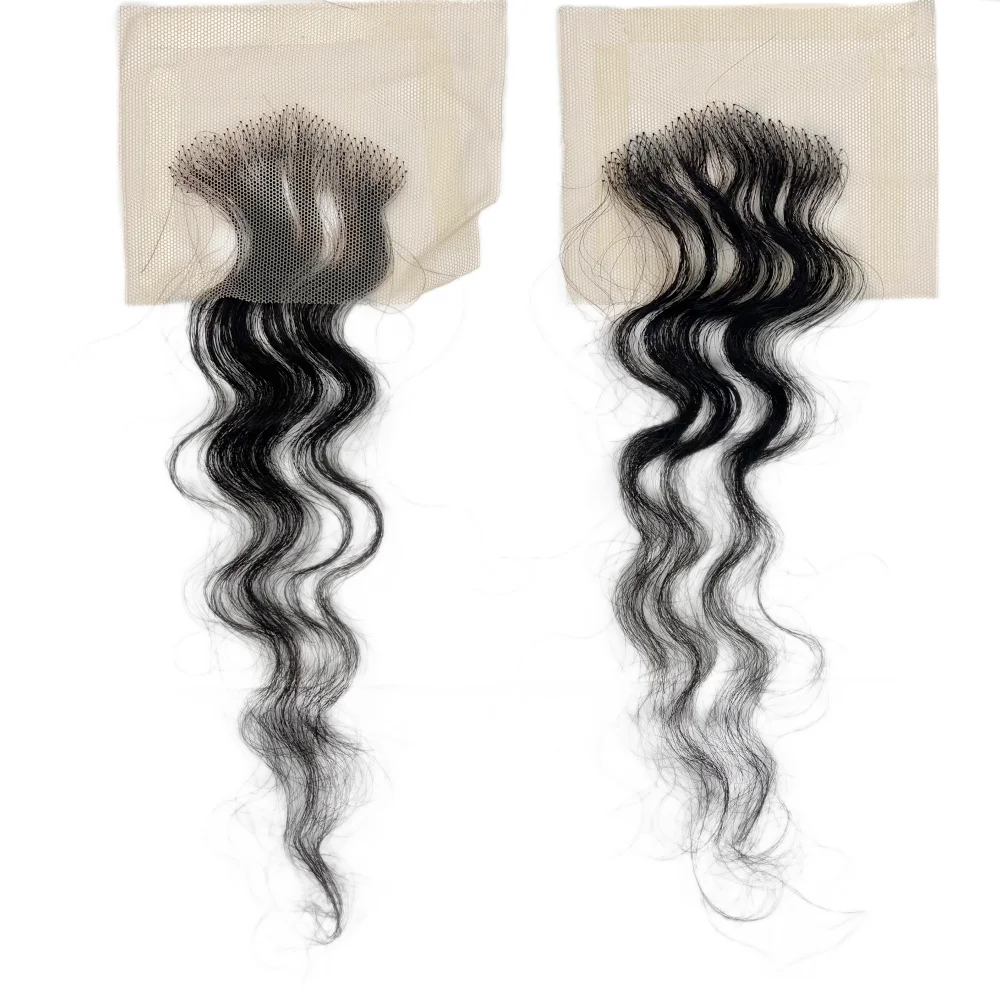 مجعد متموج حواف الشعر شرائط الدانتيل للنساء قابلة لإعادة الاستخدام غير مرئية الدانتيل شعري 2 قطعة اليدوية الطبيعية خصلات شعر بشري حقيقي 10"