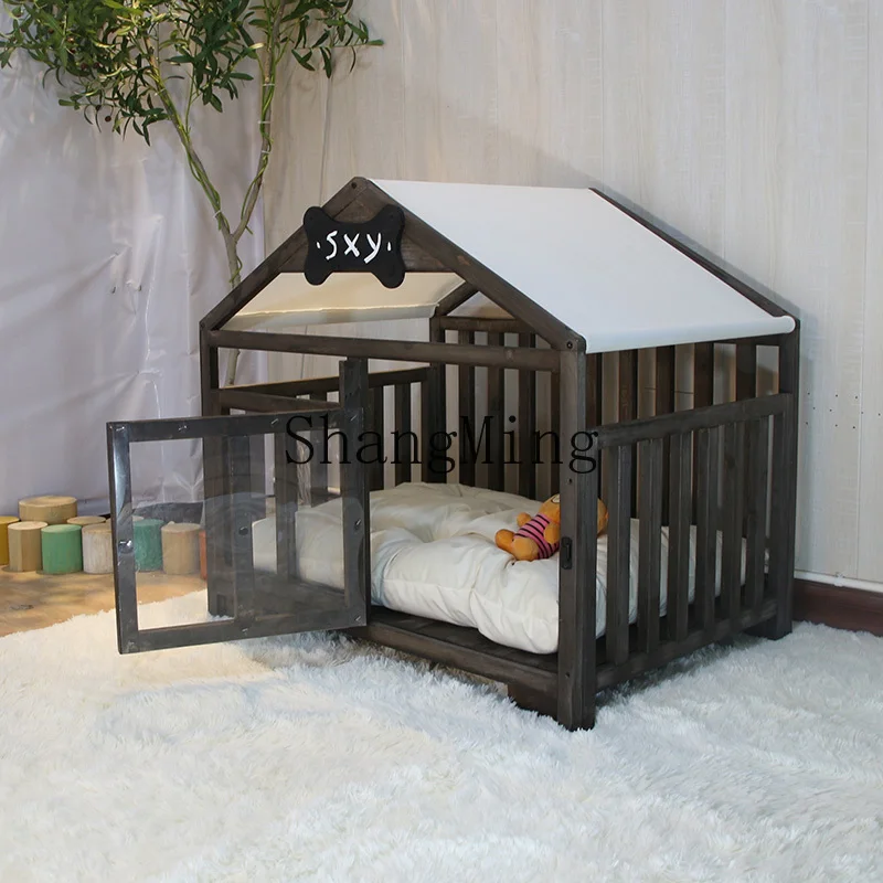 

CL Medium Dog Indoor House Solid Wood Kennel Dog House Cat Nest Deluxe Dog Bed