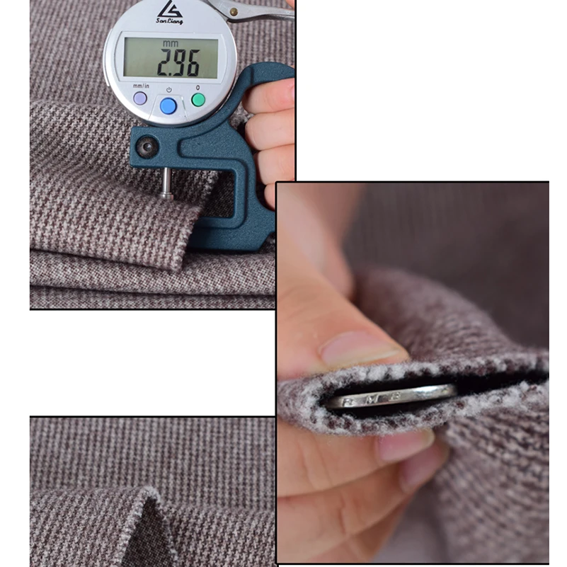 Houndstooth Woolen Fabric Lattice Autumn and Winter Thicken for Sewing Coat Brushed by Half Meter