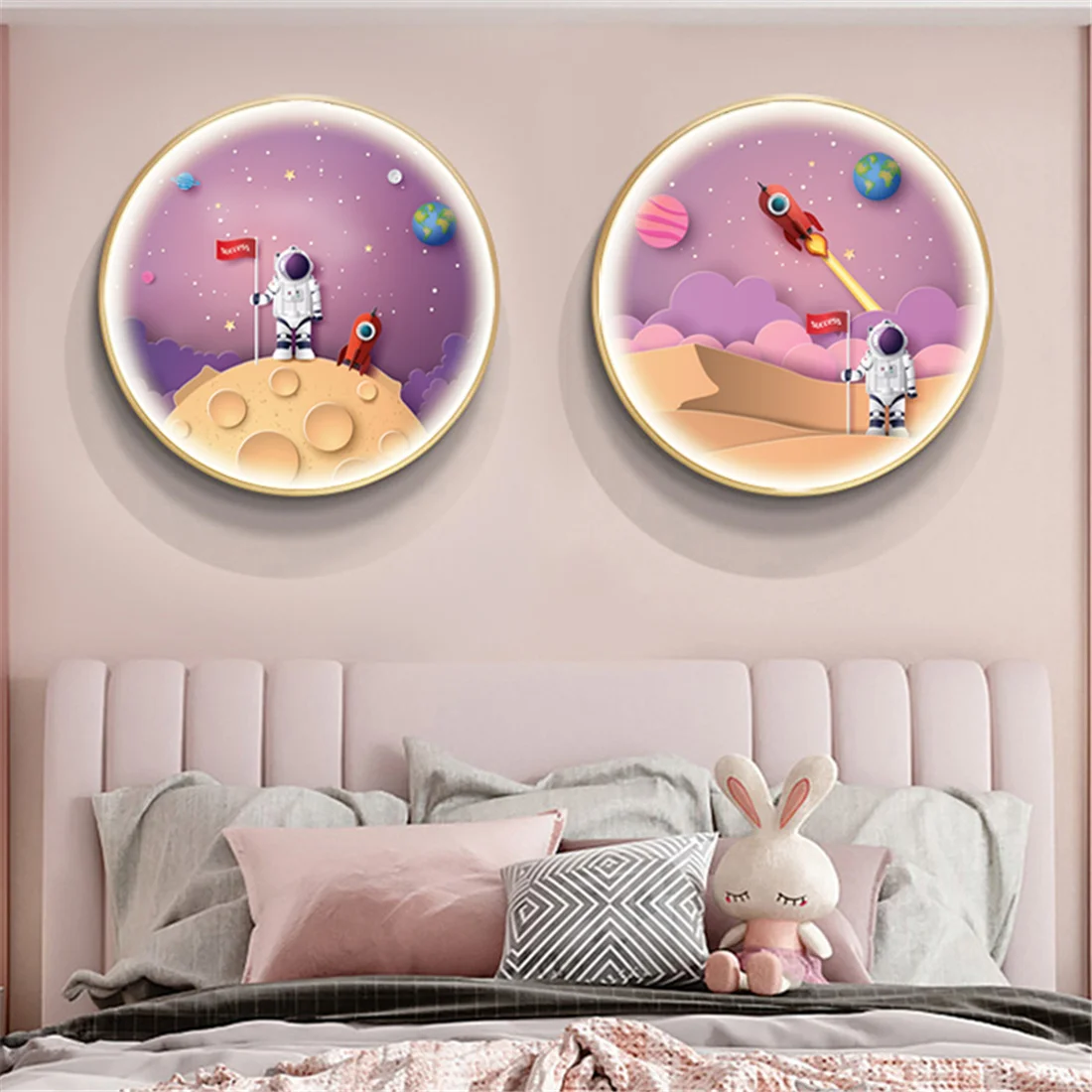 Cartoon Astronaut Rocket Mural Round Led Wall Lamp For Living Room Kids Study Nursery Home Deco Children Corridor Light Fixtures image 5