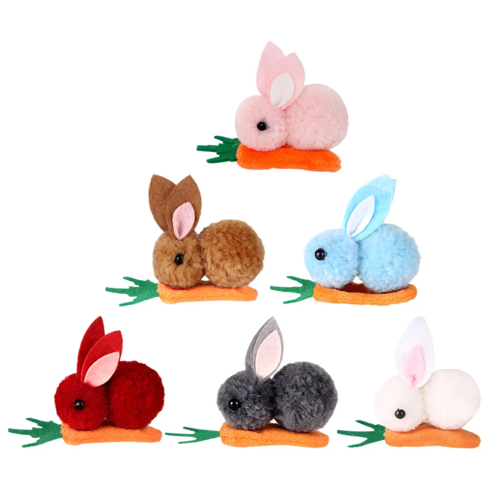 6 pcs Plush Bunny Hair Clips Rabbit Carrot Hair Clips Mini Bunny Hair Clips Cute Hair Clips small hair clip