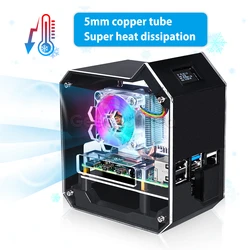 New! ABS Mini Tower Enlosure Case RGB Programmable Fan with M.2 SATA SSD Adapter Board NAS Kit Shell for Raspberry Pi 4 B