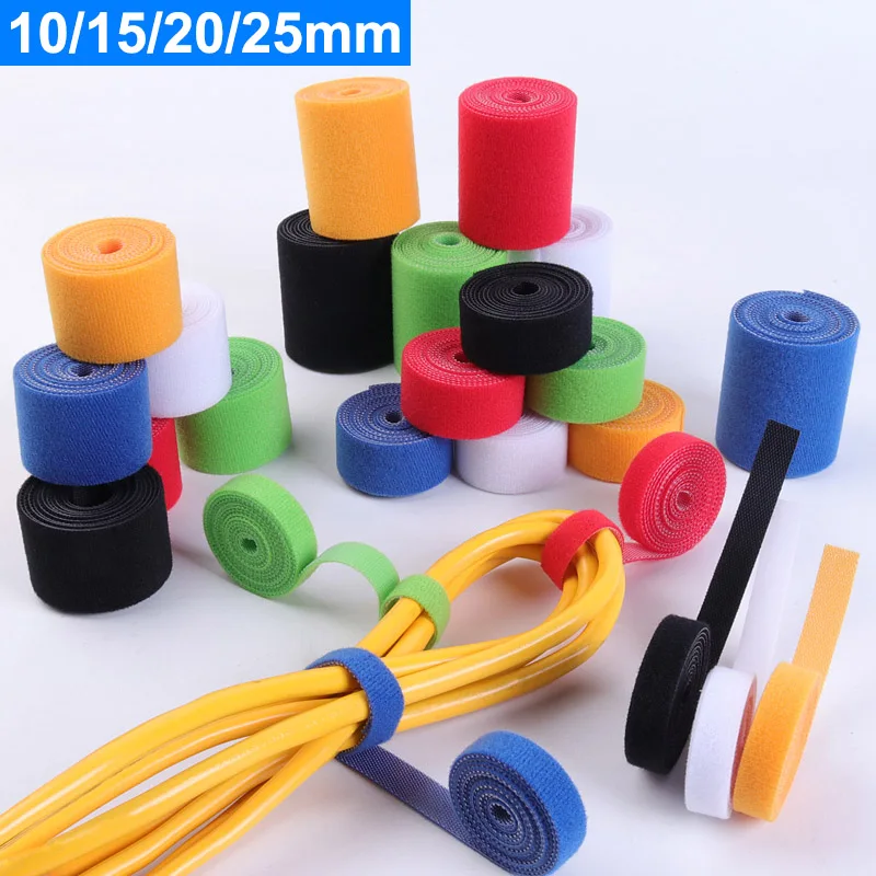 

5M/Roll Fastening Tape Cable Ties Reusable Hook and loop Straps Double Side Hook Roll Wires Cords Manage Wire Organizer Straps