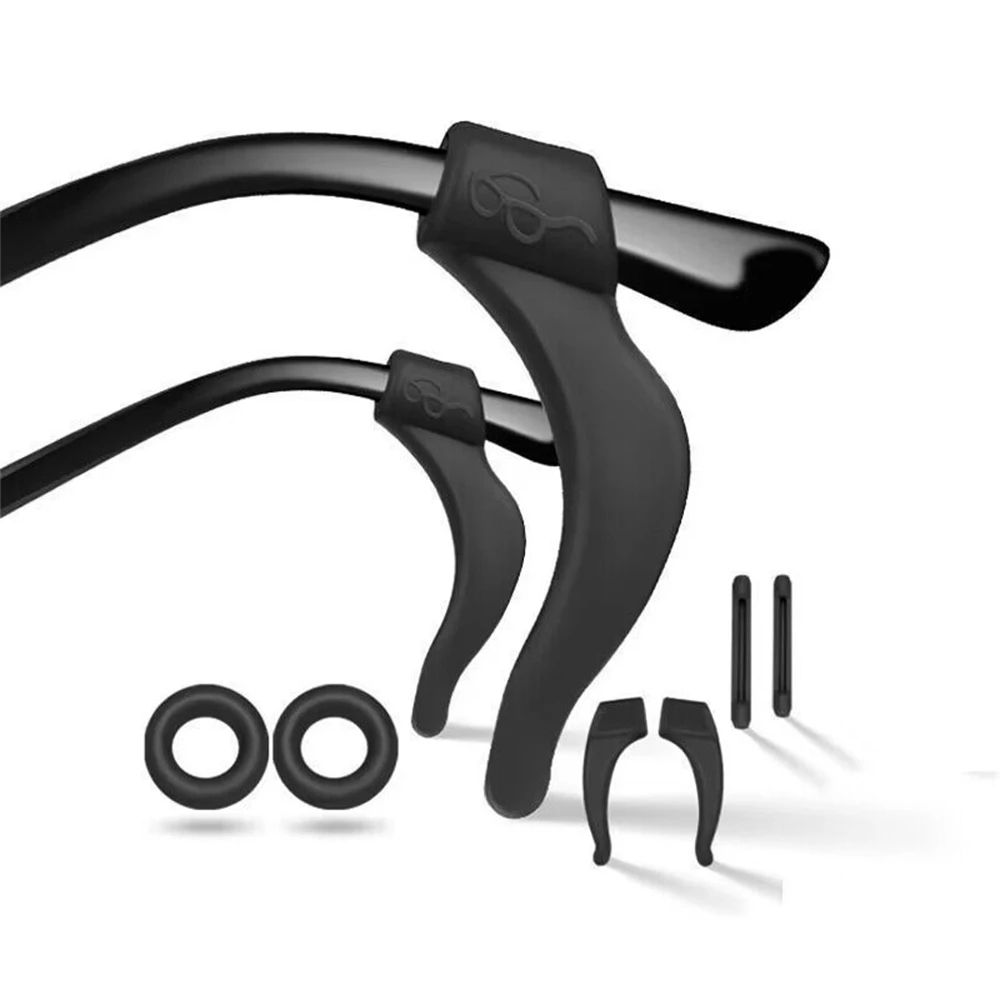 5 par/pack de gafas de silicona antideslizante gancho para la oreja antideslizante elástico comodidad retenedores de gafas accesorios suministros negro