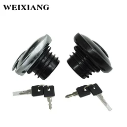 Motorcycle CNC Fuel Caps Lock With Keys Black/Silver Aluminum Oil Tank Cap  For Harley 883