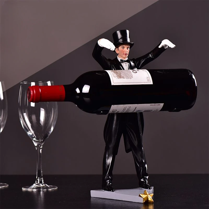 

Magician Wine Rack Simple European Decoration Creative Wine Bottle Rack Resin Household Desktop Resin Decorative Arts and Crafts