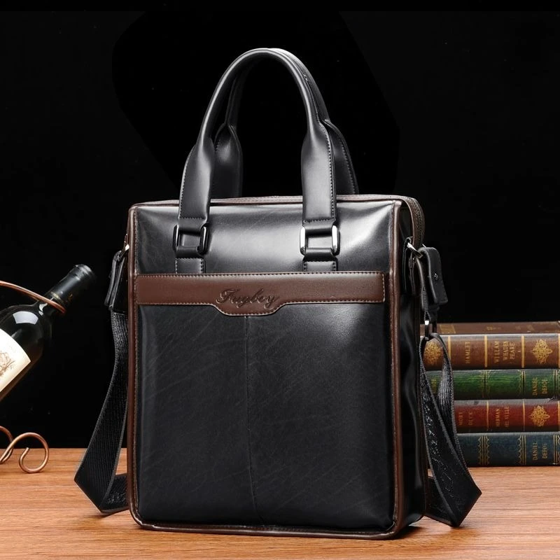 Textured Leather Men's Vertical Crossbody Shoulder Bag Business Computer Bag Large Capacity Men's Vertical Handbag New Backpacks