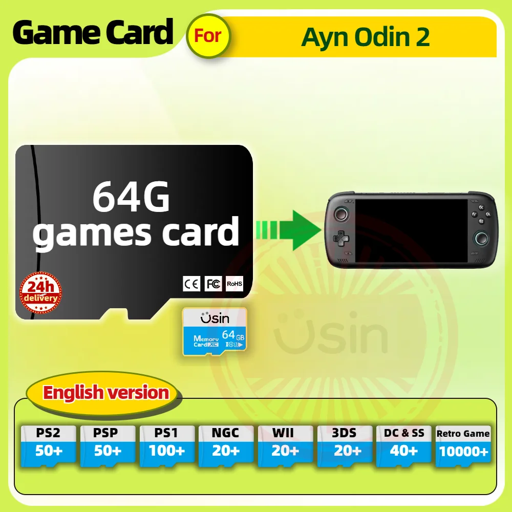 Memory Game Card For Ayn ODIN 2 ODIN2 Mini English version Retro PS2 PSP Games Android Gaming portable Console SD TF Cards 64G