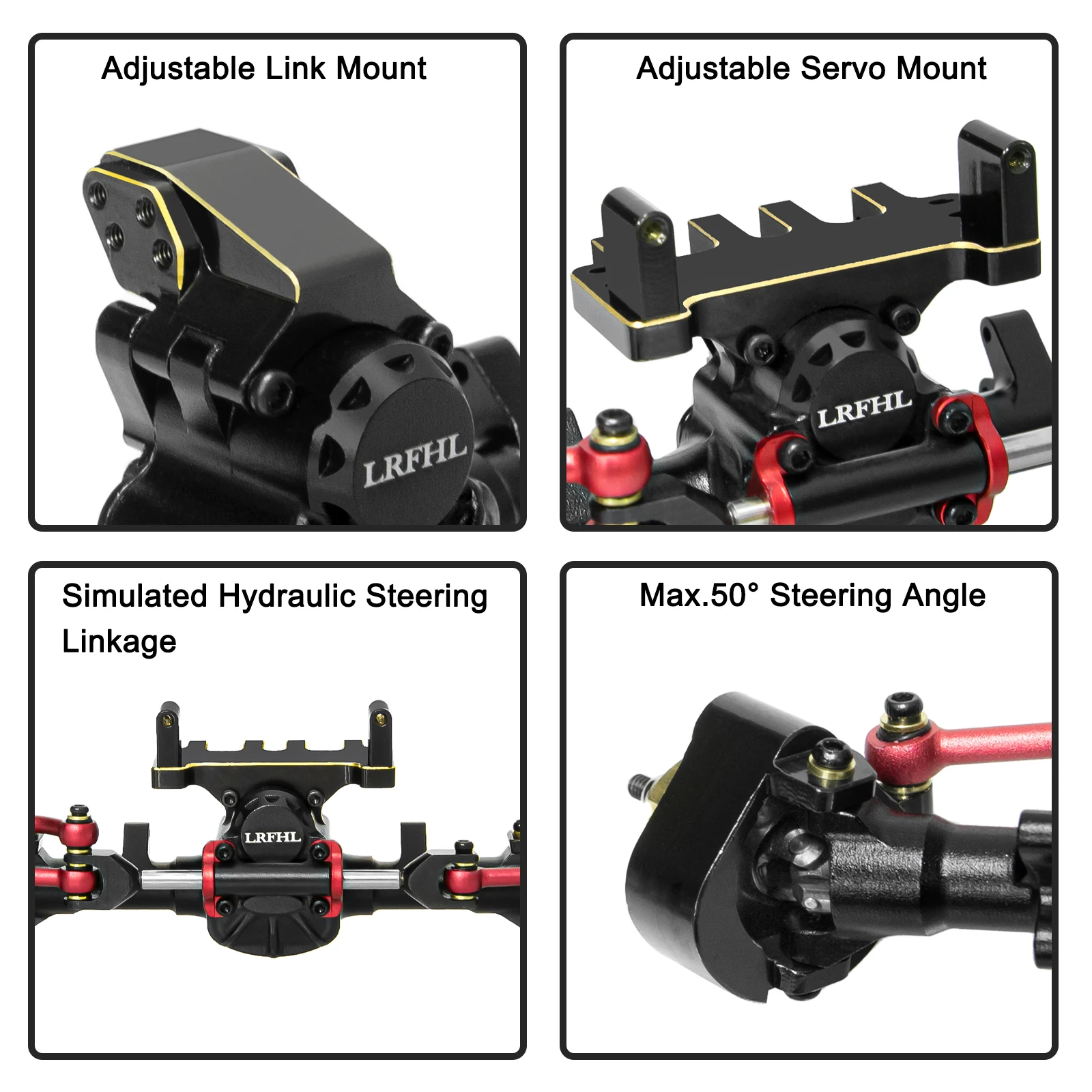 OKHL +6mm 플래닛 액슬 전후 최대 50 °   SCX24 C10 JLU 글래디에이터 브론코 데드볼트 1/24 RC 자동차용 조향 각도
