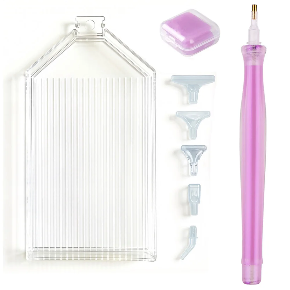 Diamond Painting Accessories Pen Tray Set Nail Art Rhinestones Pickers, Dotting Pens Tools with Storage Tray Glue Clay Wax view 4