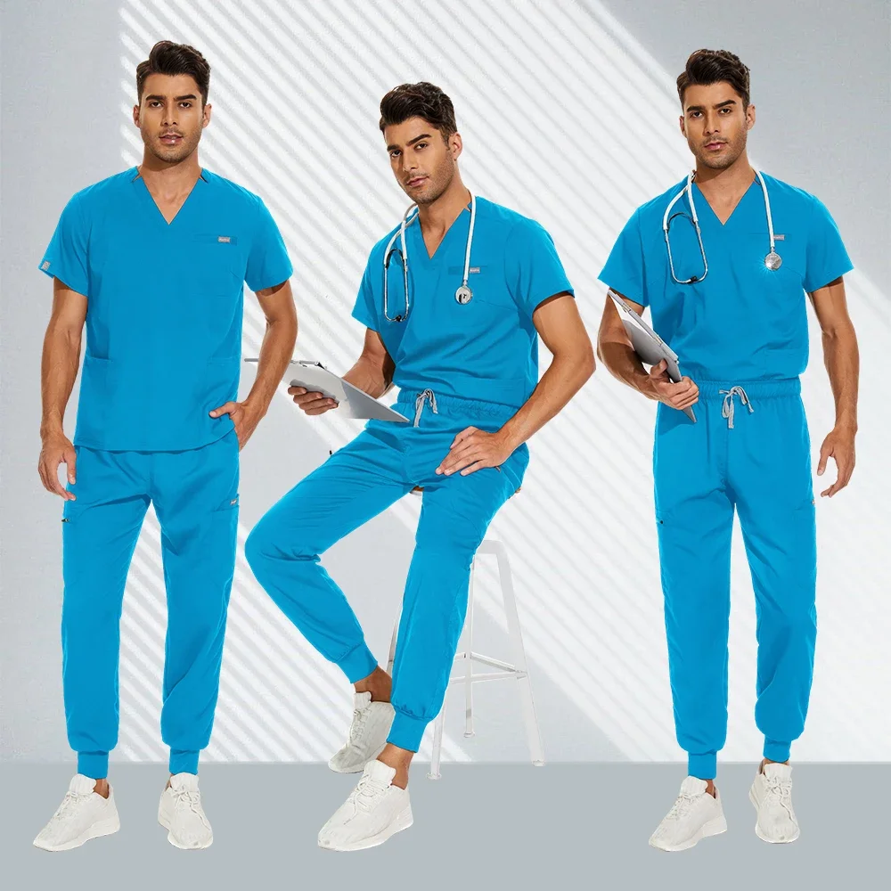 Uniformi mediche Unisex set di scrub da uomo camici chirurgici ospedalieri clinica odontoiatrica negozio di animali abbigliamento da lavoro da laboratorio accessori per infermiere