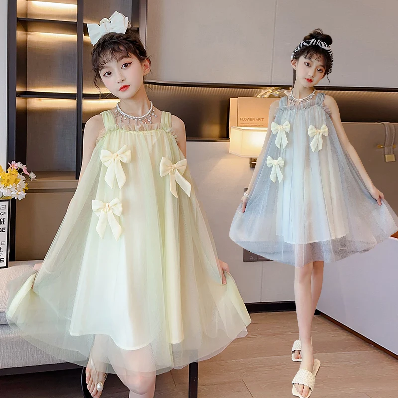 Summer new big brand designer design girls' light gauze trend dress, light breathable, simple and generous, Chinese style cute s