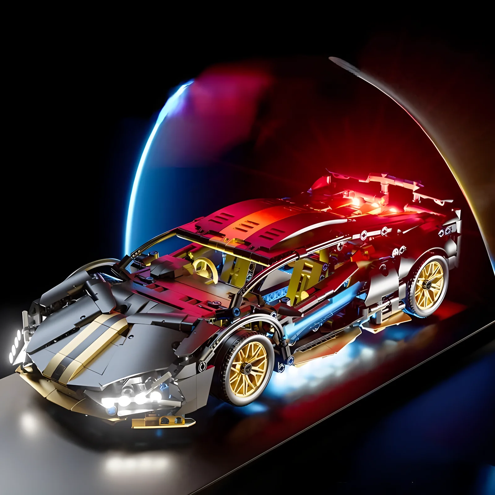 テクニカルレーシングスポーツカーモデルビルディングブロックテクニック大人 1:14 DIY スーパーカーレンガパズルおもちゃ子供大人ギフト (1280 + 顆粒)