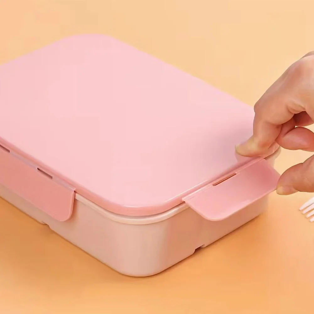 3 Compartment Lunch Box Flip Cover Bento Case with Three Sided Buckles Anti Leak Waterproof Portable Food Box for Outdoor
