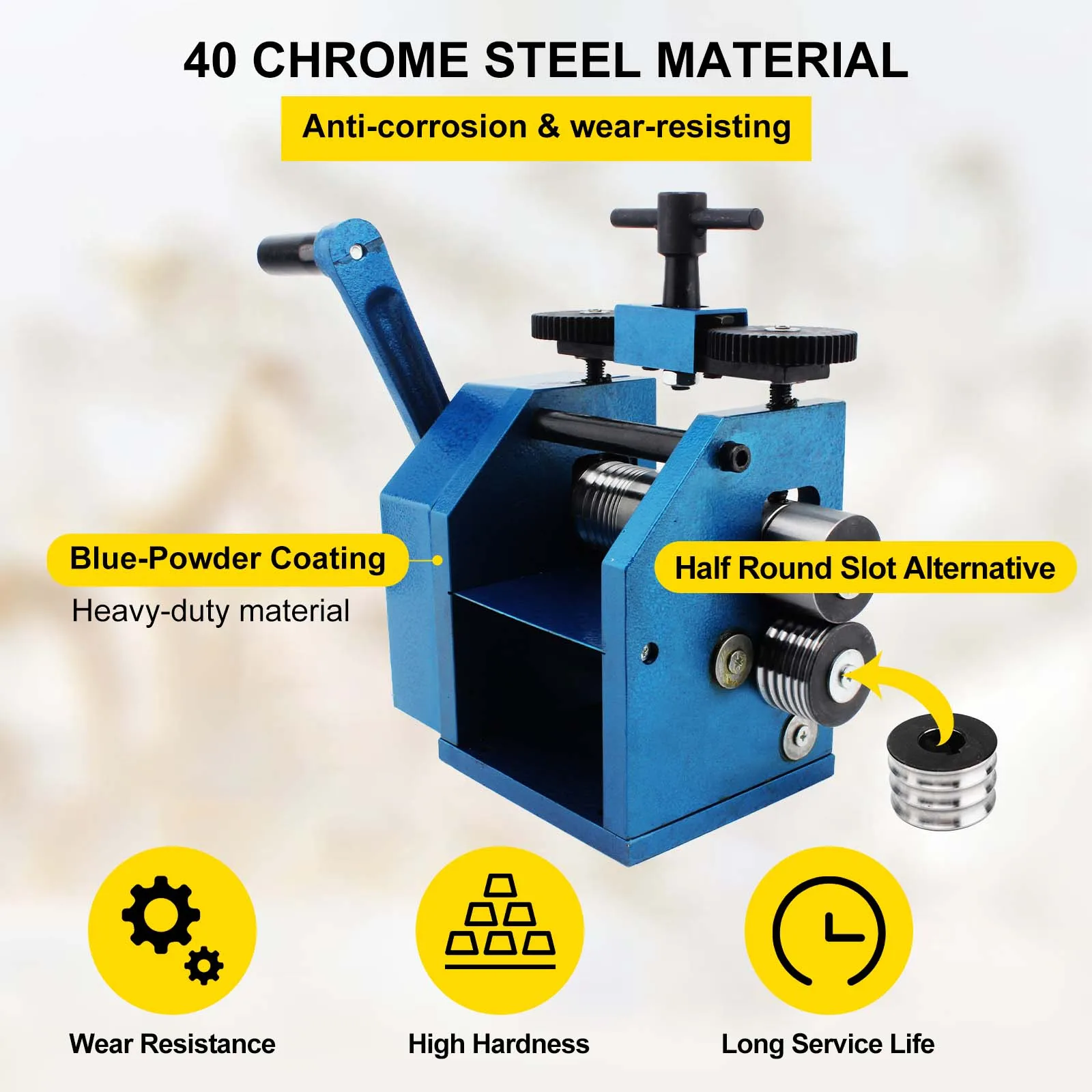 Jewelry Rolling Mill Machine Gear Ratio 1:2.5 Wire Roller Mill 0.1-7mm Press Thickness Manual Combination Rolling Mill