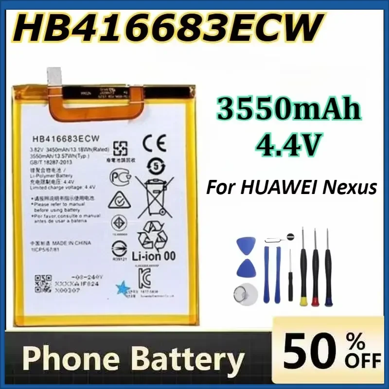 

3550mAh 4.4V HB416683ECW Phone Batteries for HUAWEI Nexus 6P Large Capacity Rechargeable Battery Mobile Phone Parts