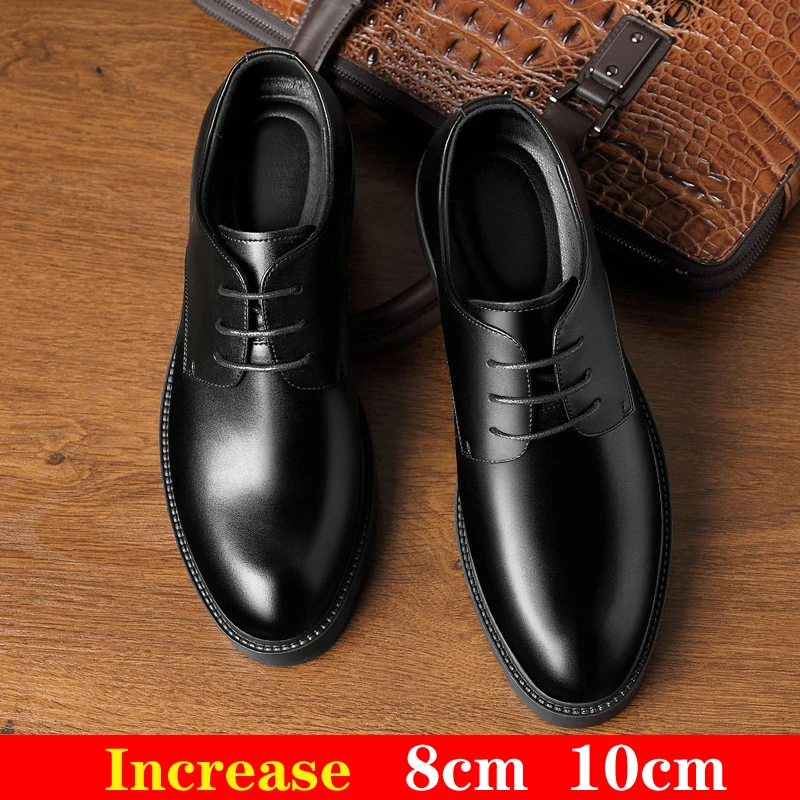 Men Dress Shoes Elevator Shoes Platform High Heels Height Increase Business Casual Man Heightening Shoes 10 8CM Moccasins Taller