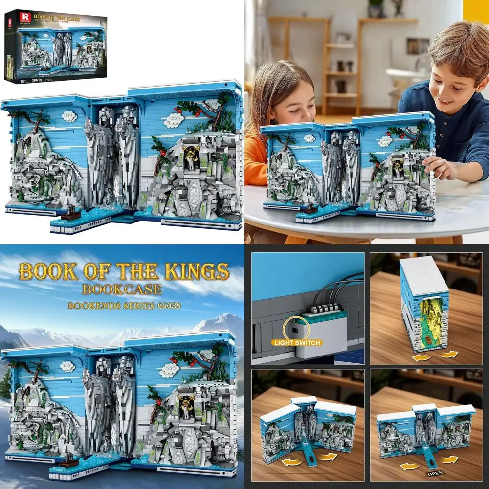 Set libreria Reobrix Kings con luce, kit libreria da 330 pezzi, arredamento ispirato al film, dai 14 anni in su