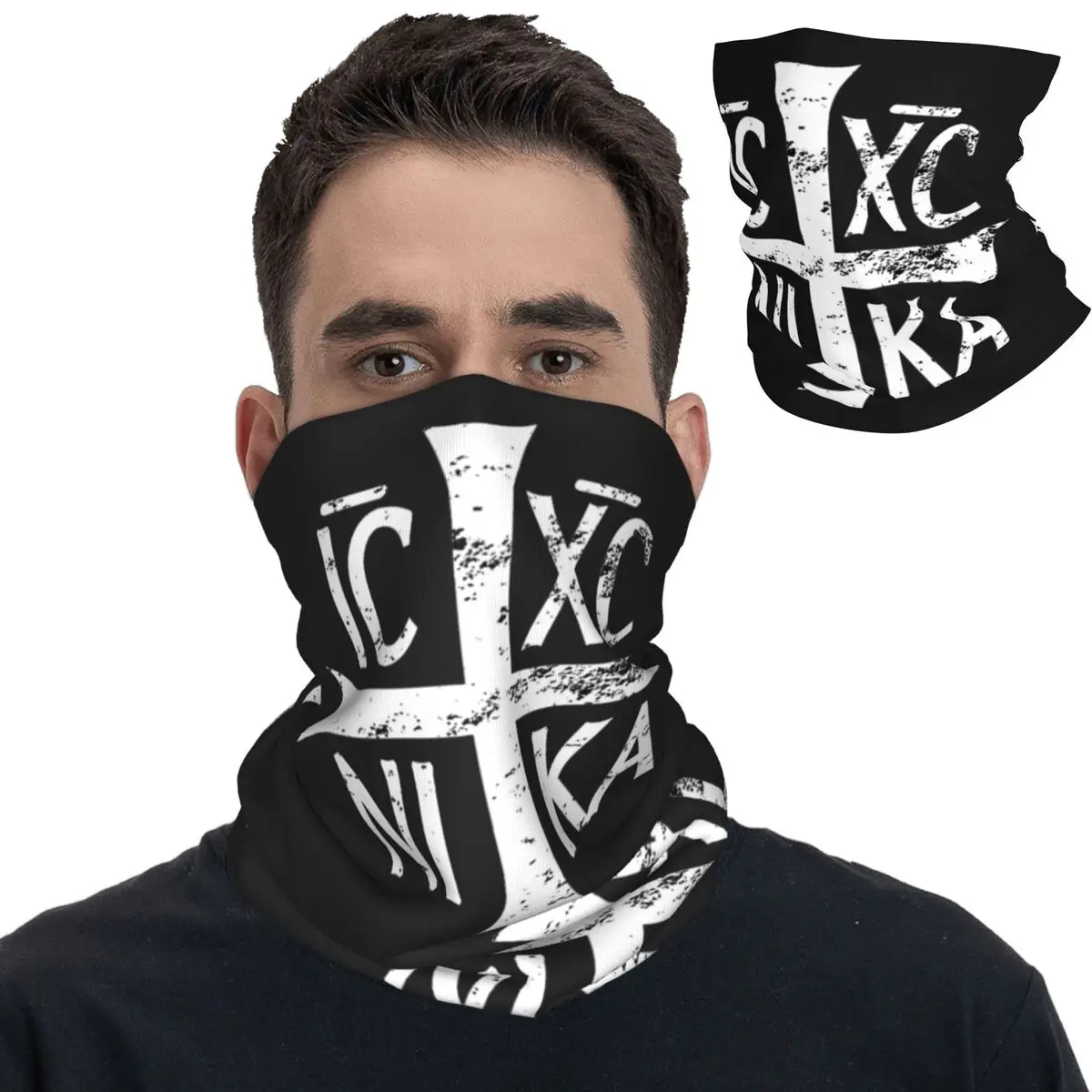 IC XC NIKA Cross Christian Orthodox Bandana Neck Cover Printed Balaclavas Mask Scarf Headwear Fishing Unisex Adult Washable