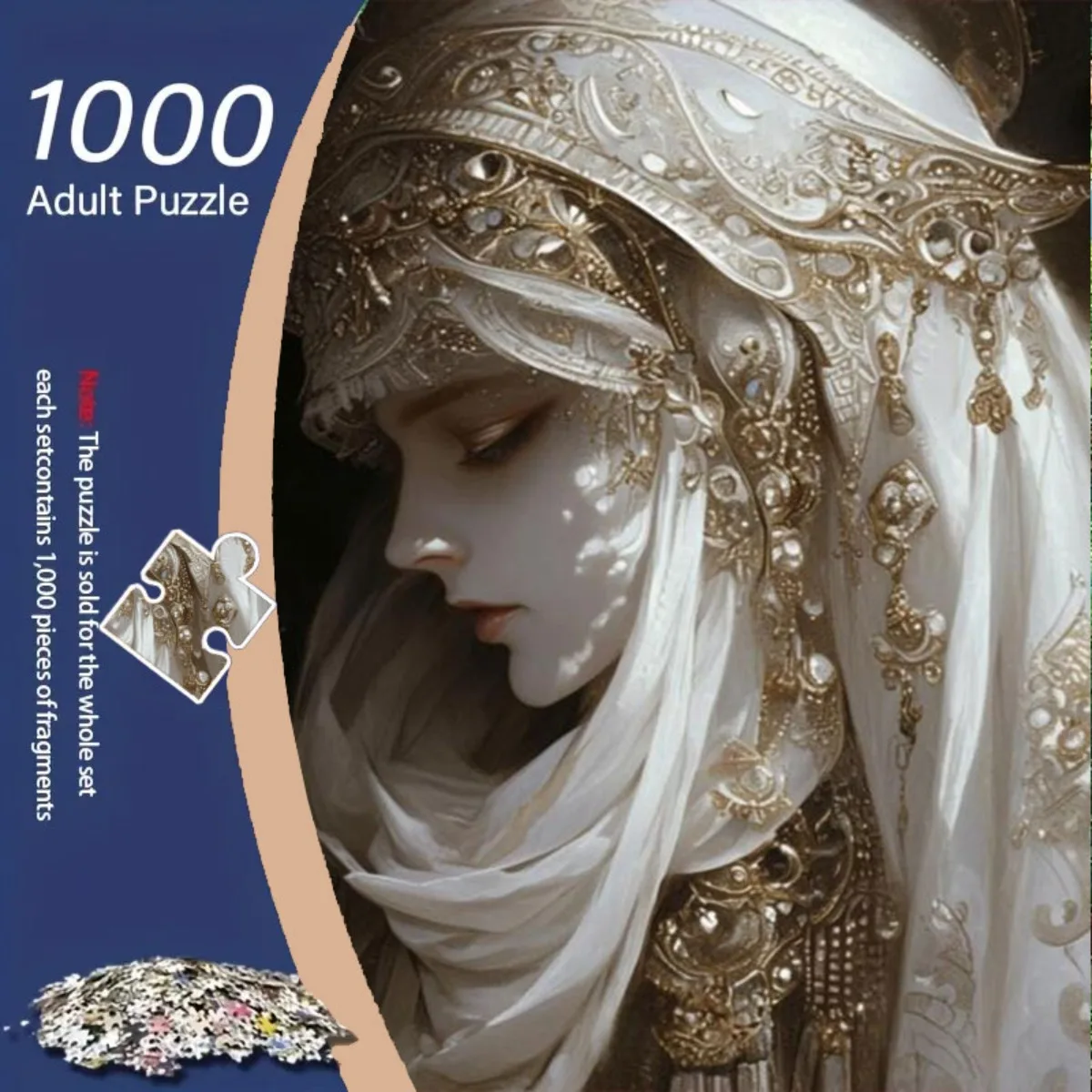 Puzzle da 1.000 pezzi di elegante signora in abbigliamento ornato: qualità premium, gioco fai da te impegnativo per adulti e famiglie, migliora l'occhio della mano