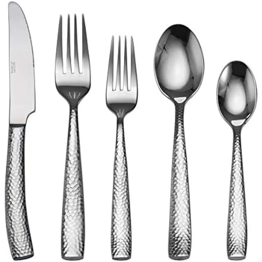 

20-Piece Textured Stainless Steel Flatware Set for 4 People