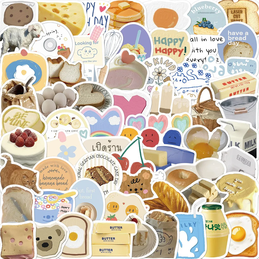 

63Pcs Ins Style Cute Stickers Cartoon Milk Food Decals DIY Fridge Phone Suitcase Laptop Notebook Car Wall Sticker