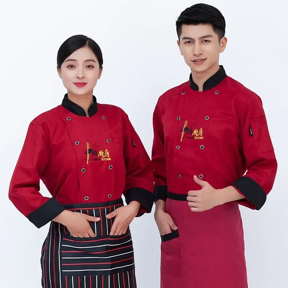 Hotel Chef-kok Pak Heren Lange mouwen Catering Chef-kok Werkkleding Korte mouwen Terug Keuken Kantine Chinese stijl
