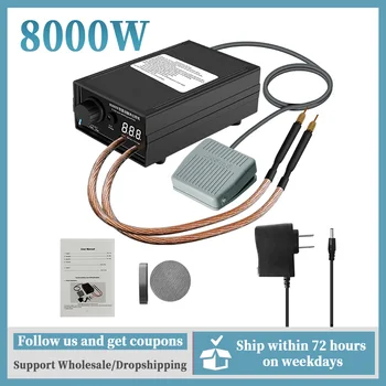 デジタルディスプレイ付き充電式電気溶接機,スポット溶接機,溶接機,8000W,18650バッテリー,ニッケルストリップ用