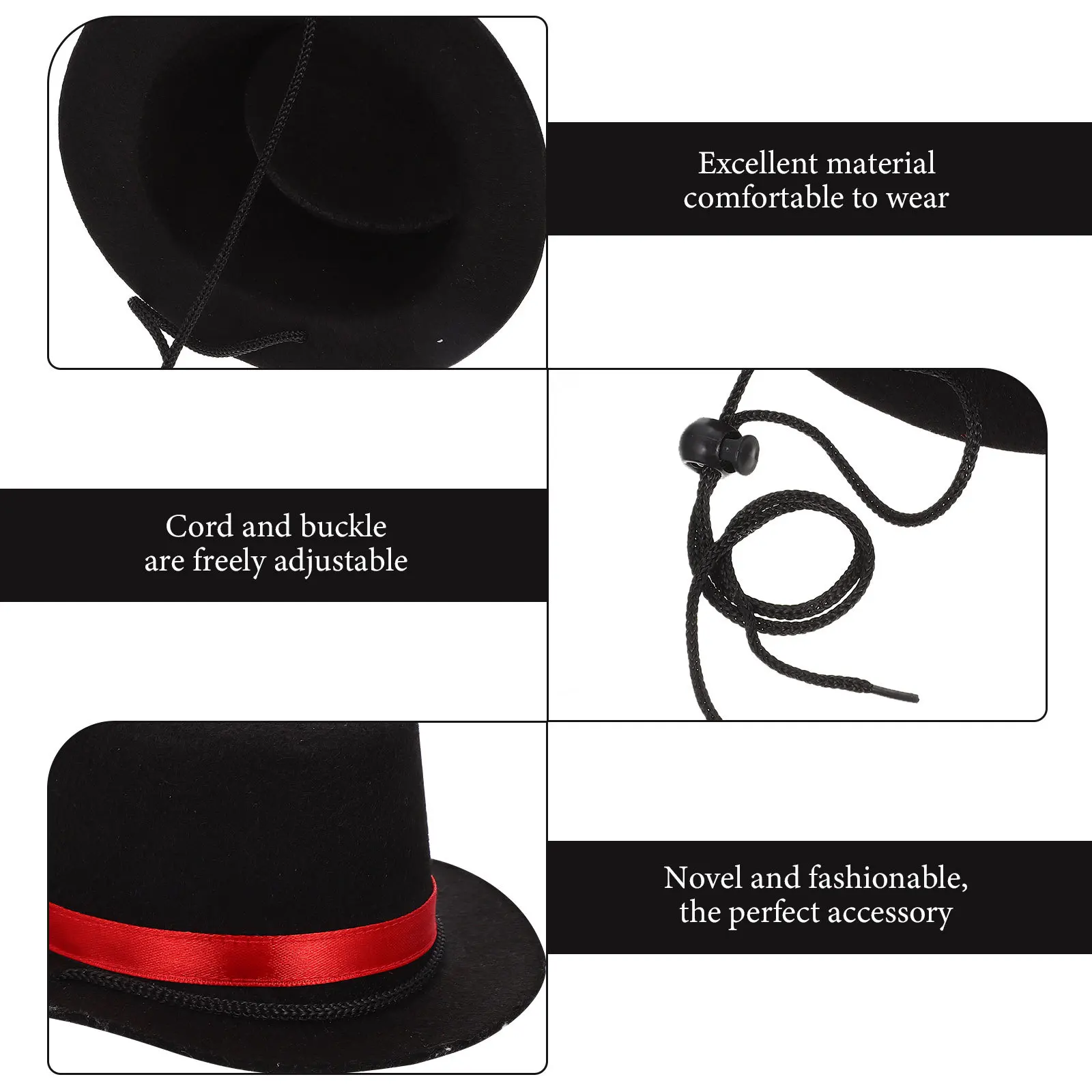 

Adjustable Decorative Pet Bowler Hat Dog Costume Party Photo Prop Lightweight Portable Fashionable Pet Hat Party Favors