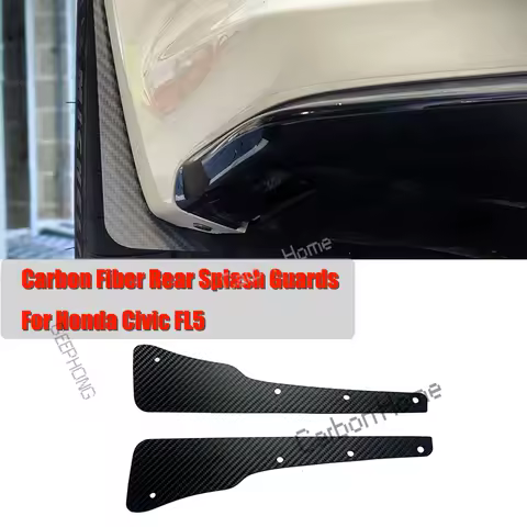 Dry Carbon Fiber Rear Splash Guards Arch Guards Mud Flaps For Honda Civic 2023+ FL5 Type R