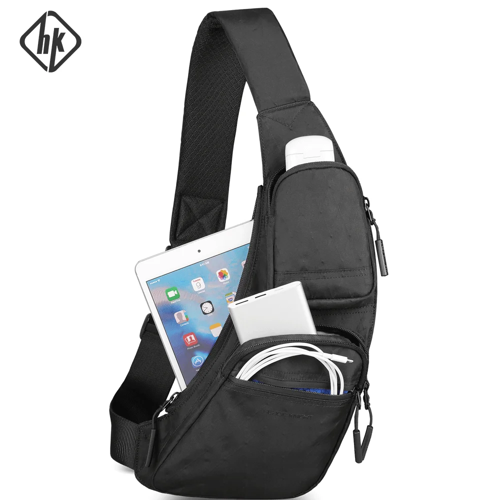 

HcanKcan Casual Men's Shoulder Bag Lightweight Waterproof X-Pac Fabric Crossbody Bag Multiple Pockets Outdoor Travel Waist Pack