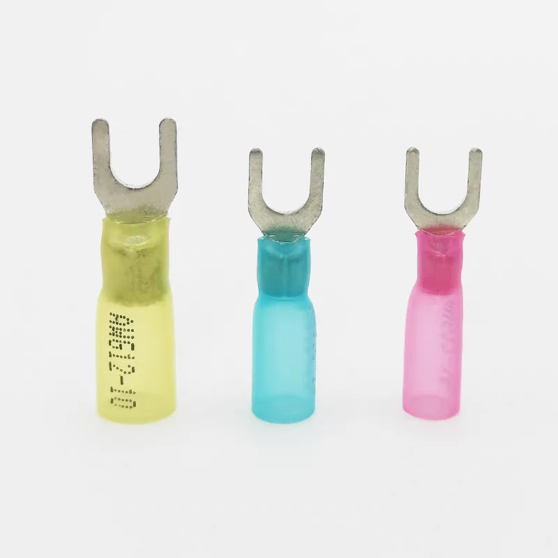 

100Pcs Waterproof Heat Shrink Insulated Fork Terminal Block SV1.25/2 Automotive Marine Electrical Terminals seal wire connector