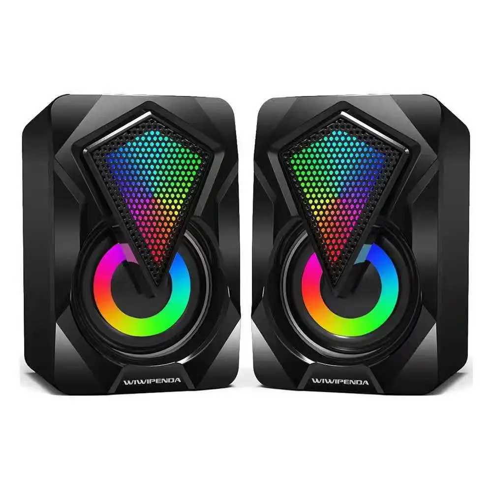 X2 Desktop Computer Multimedia Audio Home Mini RGB Colorful USB Speaker with Wired Subwoofer for Enhanced Sound Experience