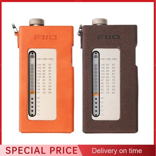 Imagen 1 del producto FiiO SK-RR11 Radio Funda protectora de cuero personalizada Antideslizante Funda de cuero PU ecológica con cuerda colgante + mano RR11 PC