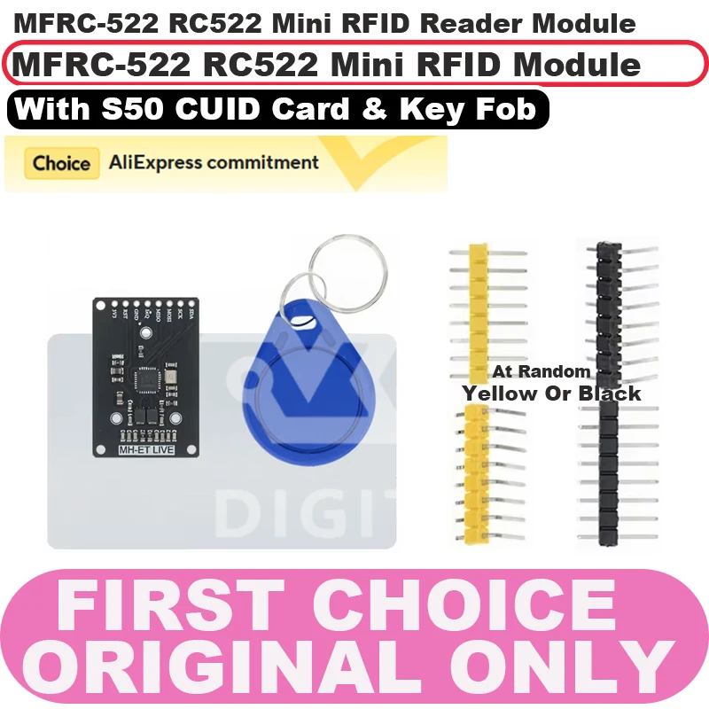 MFRC-522 Мини-черный модуль RC522 Мини-модуль считывания RFID |   Компактный датчик карты IC 13,56 МГц ​ ​   Tri-Interface (SPI/I2C/UART)