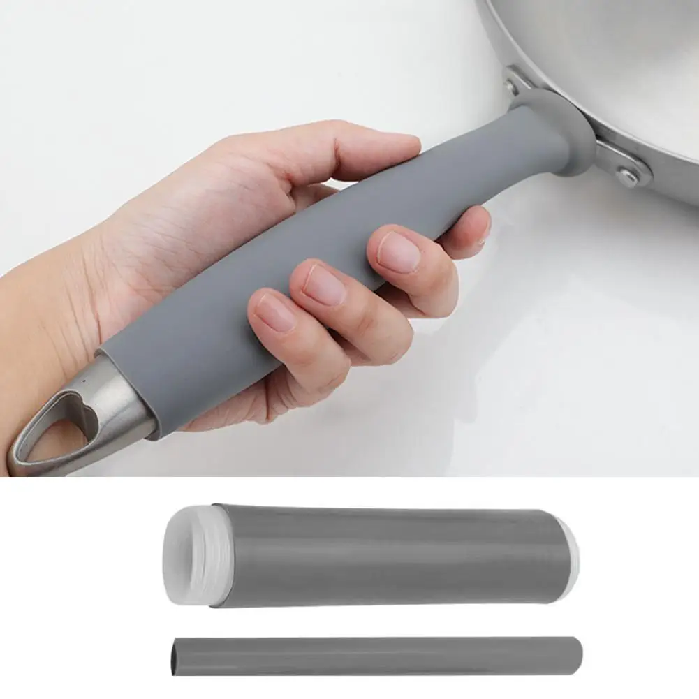 1pc Wok Handle Heat Insulation Cover Handmade Iron Pot Stainless Anti-scalding Rubber Pan Steel Household Milk Frying Pan W6s9