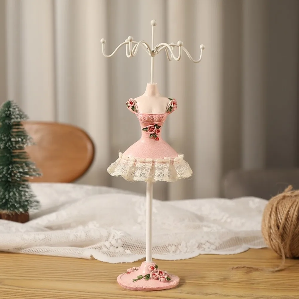 Organizer Rack Dress Model Jewelry Display Rack Princess Luxury Necklace Mannequin Display Stand Bow Lace