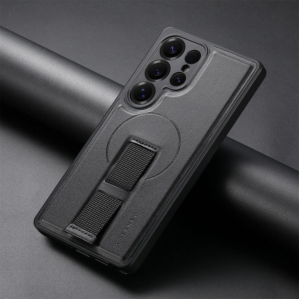 For Magsafe Magnetic Wrist Strap Phone Case for Samsung Galaxy S25 Edge S25 Ultra S26 Plus Leather ShockProof Protective Cover