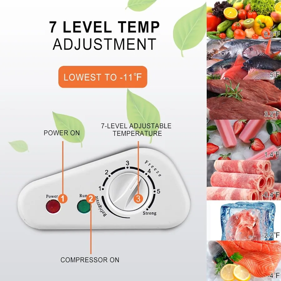 7.0 Cu.Ft Compact Chest Freezer with Removable Basket Top Door Open Freestanding Deep Freezer with 7 Gears Temperature Adjustme