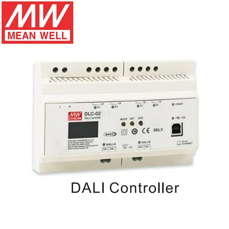 Mean Well DLC-02-KN KNX to DALI Gateway Built in DALI BUS Power Supply for Smart Home Lighting Automation System