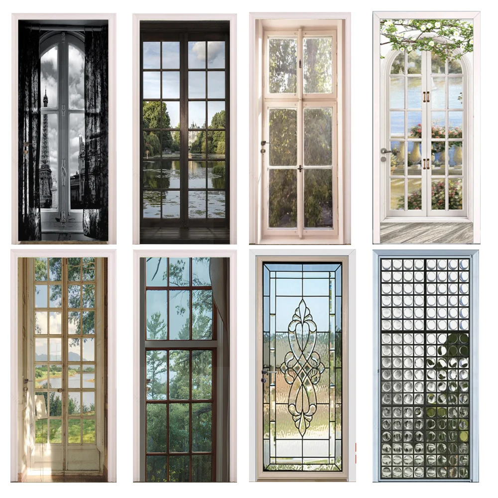 

Glass Outside Landscape Door Stickers Muraux Home Wedding Decoration Wallpaper Poster Room Decor Aesthetic Bathroom Accessories