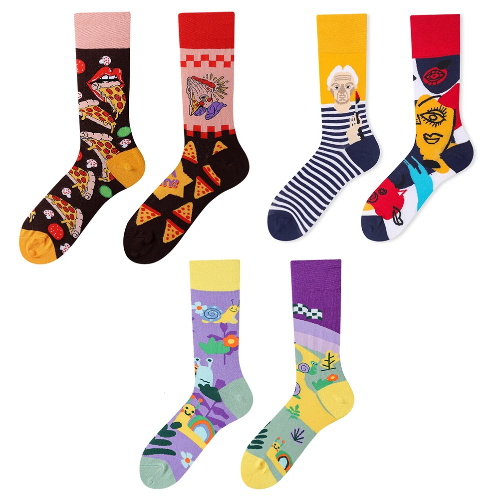 Herbst 1 Paar Damensocken Original AB Tide Mittelhohe Bunte Socken mit Tier- und Blumenmuster aus Baumwolle Unisex-Socken