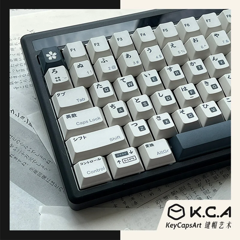 Imagem -02 - Chaves Conjunto Gmk Preto e Branco Japonês Keycap Pbt Tintura Subbed Keycaps Cherry Perfil Tampões para 61 64 68 87 980 104 Hhkb 146