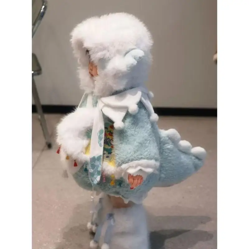 Winter Child Cartoon Environmentally Friendly Fur Cotton-Padded Jacket Cute Dinosaur Fleece-Lined Coat Shorts Thigh Socks Suit
