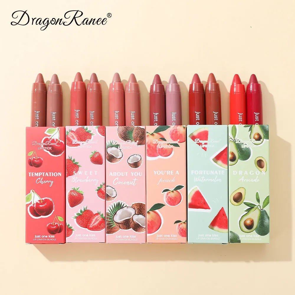 Dragon Ranee 2 teile/satz Feuchtigkeitsspendende Kreide Lippenstift Bleistift Lang Anhaltende Feuchtigkeitsspendende Lip Liner Feste Frucht Lip Nektar
