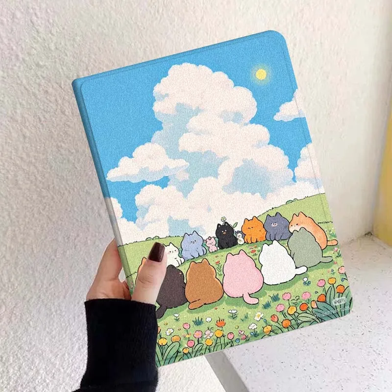 

Cartoon Art Cat For Xiaoxin Lenovo Pad Tab K10 K11 M10 P12 P11 Pro GT Gen2 Plus Legion Y700 Y900 12.1 Tablet Case