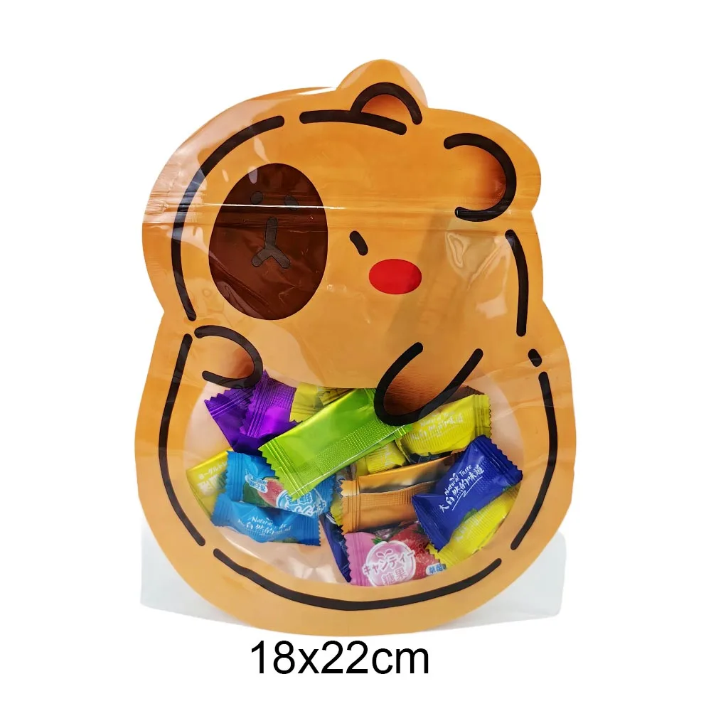 Cartoon Animal Bag Candy Snack Packaging Bags Cute Bear Capybara Tiger Food Cookies Storage Bag Safari Birthday Party Supplies