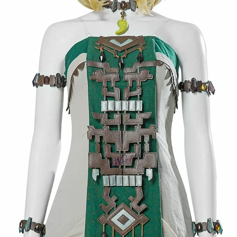 The Legend Tears of The Kingdom vestido de Cosplay de princesa Zelda, pendientes elegantes, collar, peluca, zapatos, utilería, disfraz de Halloween para mujer