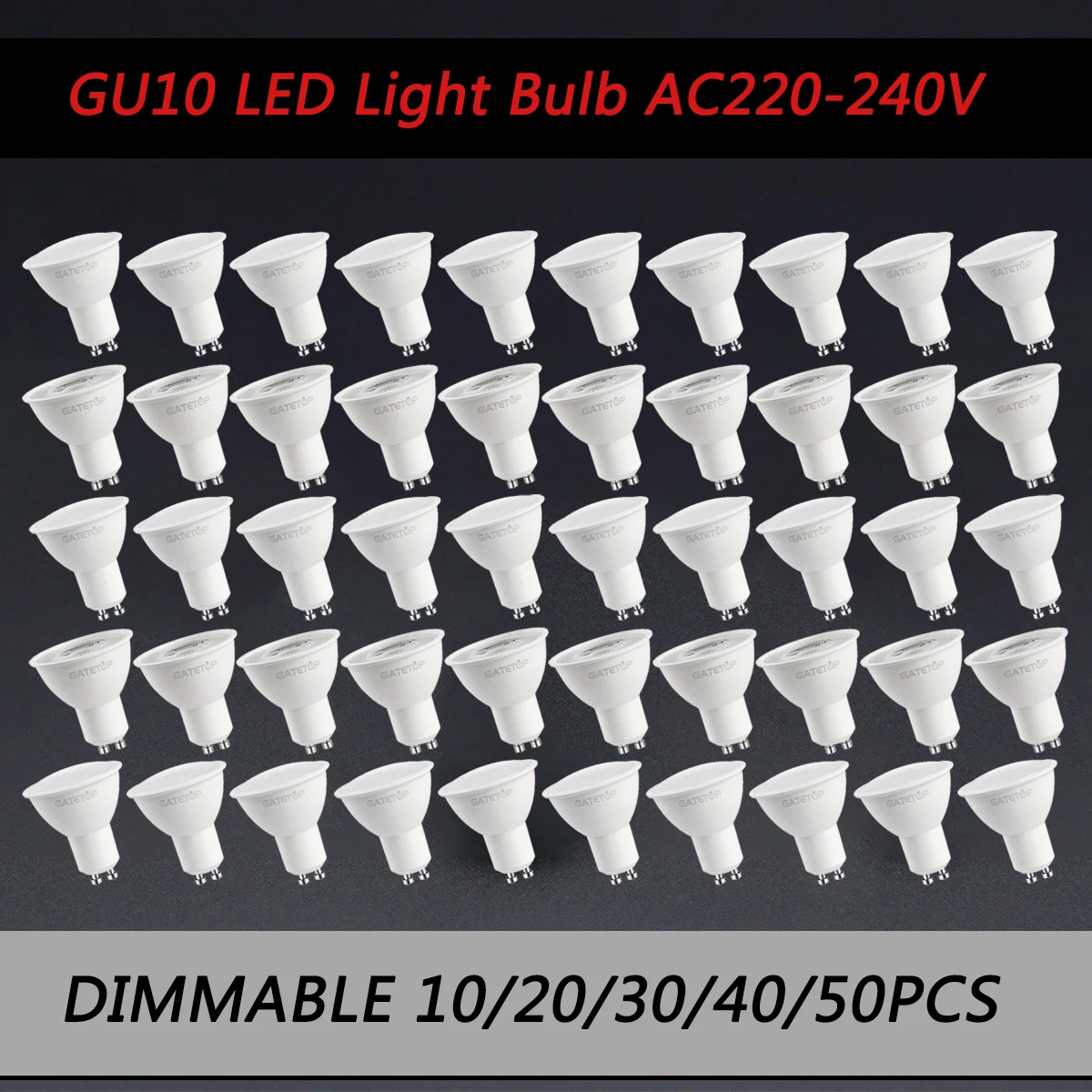 10-50pcs Energy Spot GU10 Base LED Light Bulb Dimmable 220V Daylight 50W Halogen Replacement for Landscape Track Lighting